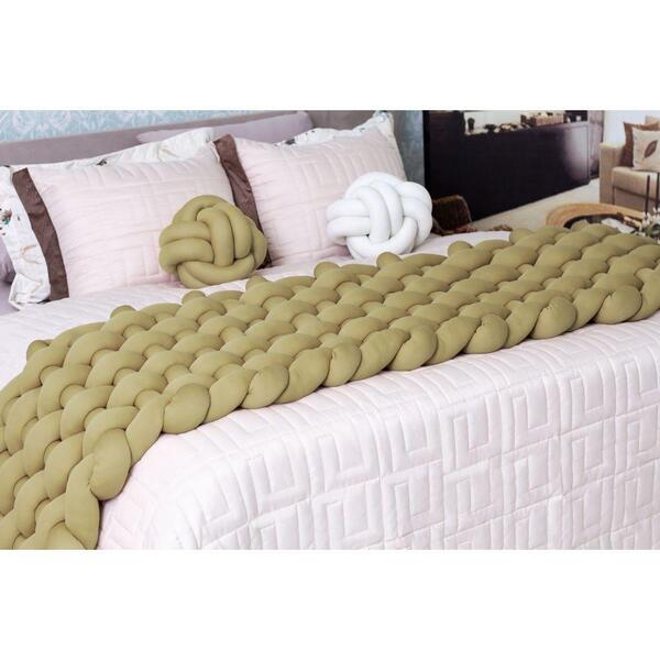 Pezeira Para Cama Trançada Nó Escandinavo Casal Avelã