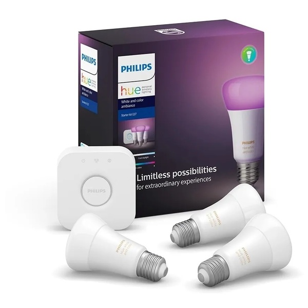 Philips Hue Kit Casa Inteligente 3 Lâmpadas E27+bridge 220v