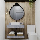 Pia Banheiro Porcelanato 80cm Sem Cuba + Prateleira Cinza