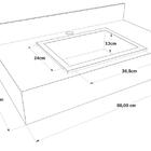 Pia Banheiro Porcelanato Bancada 80cm Cinza Cuba Esculpida