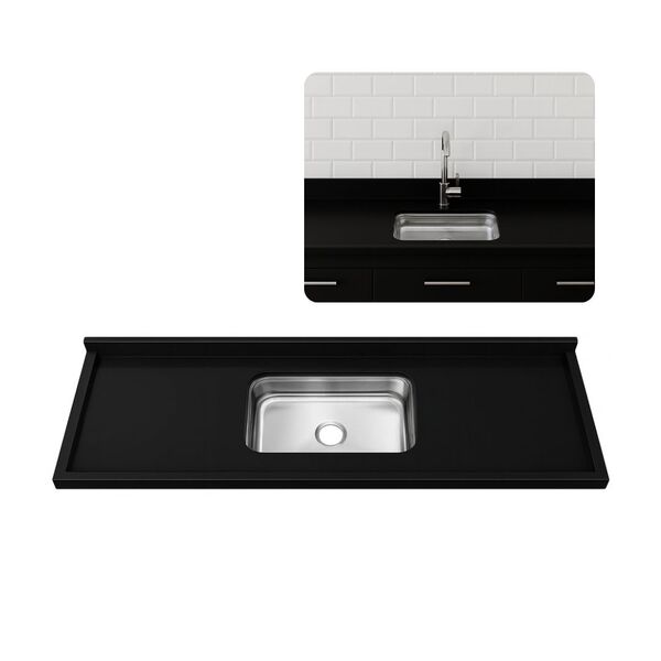 Pia Cozinha Granito Preto Aracruz 120cm Cuba Inox Sobreposta