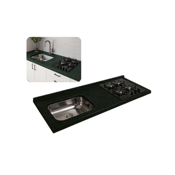 Pia Cozinha Granito Verde Ubatuba 120cm Corte Cooktop E Cuba