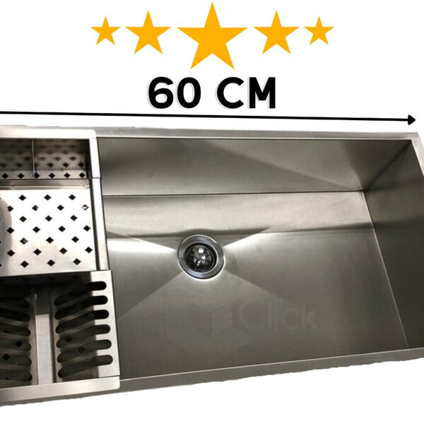 Pia Cuba De Inox Para Cozinha 60x40 Gourmet Luxo Quadrada Com