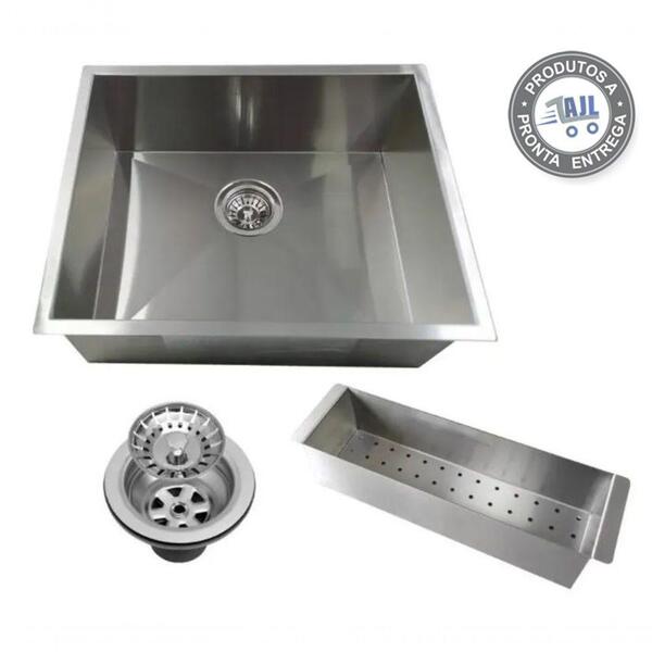 Pia Cuba Para Cozinha 50x40 Gourmet Inox C/ Escorredor
