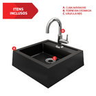 Pia Cuba Pirita Quadrada 35cm De Apoio Com Torneira e Válvula