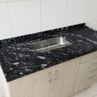 Pia De Cozinha 100cm Granito Preto Indiano Cuba Inox Rasa  Pr