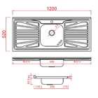 Pia de Cozinha Aço Inox 120cm com Fundo Concretado Fabrinox