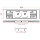 Pia de Cozinha Aço Inox 200cm com Fundo Concretado Duas Cubas Fabrinox