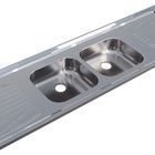 Pia de Cozinha Aço Inox 200cm com Fundo Concretado Duas Cubas Fabrinox