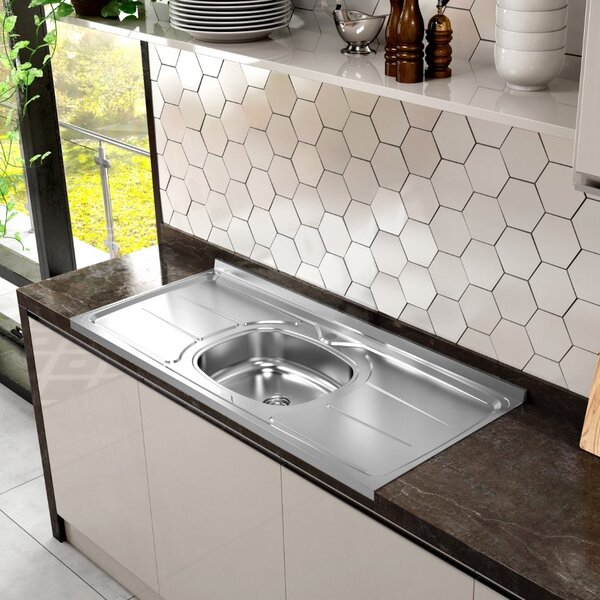 Pia De Cozinha Em Aço Inox De 180cmx56cm Concretada Com Válvu