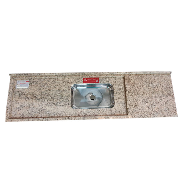 Pia de Cozinha Granito Amarelo Santa Cecília 160cm Master Cuba Simples L.A. Pias e Granitos