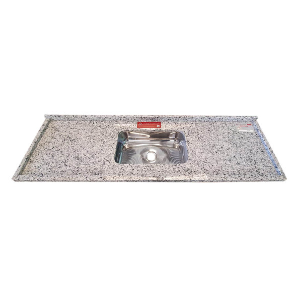 Pia de Cozinha Granito Branco Portinari 140cm Plus Cuba Simples L.A. Pias e Granitos