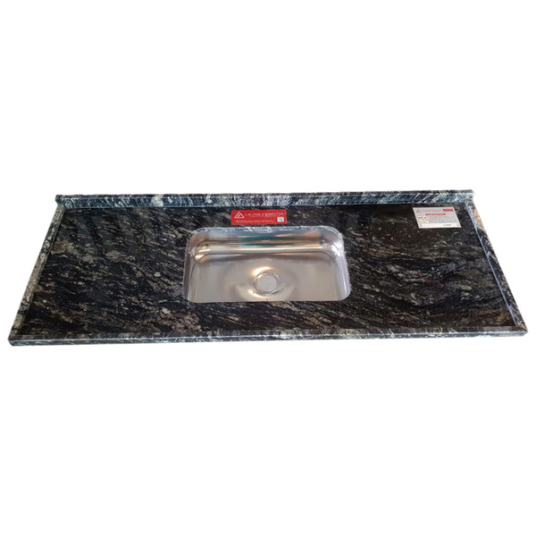 Pia de Cozinha Granito Preto Indiano 160cm Standard Cuba Simples L.A. Pias e Granitos