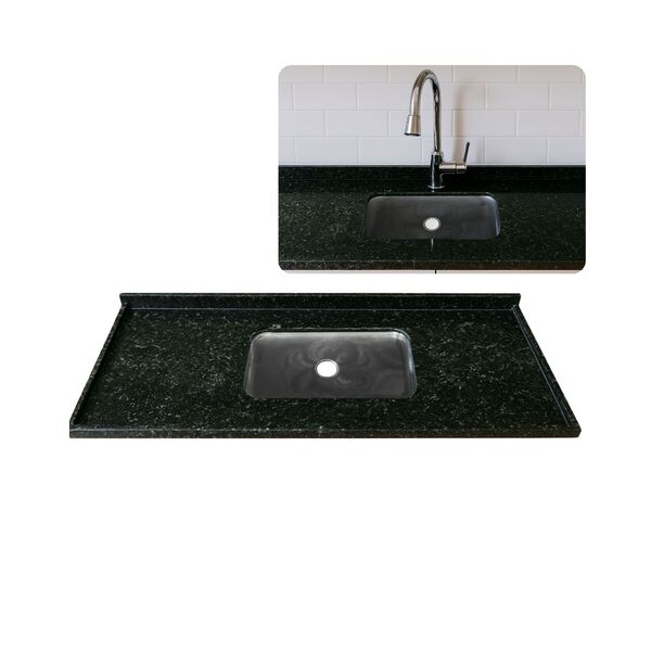 Pia De Cozinha Granito Verde Ubatuba 100cm Cuba Inox N1 Rasa