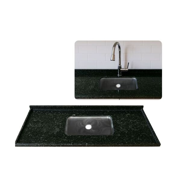 Pia De Cozinha Granito Verde Ubatuba 180cm Cuba Rasa Inox N2