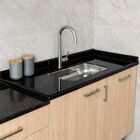 Pia De Cozinha Mármore Sintético Bege 1,20m Com Cuba Inox N1