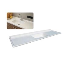 Pia De Cozinha Mármore Sintético Bege 55x150cm Cuba Fibra Bra