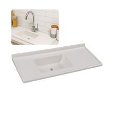 Pia De Cozinha Mármore Sintético Branco 55x100cm Cuba Fibra