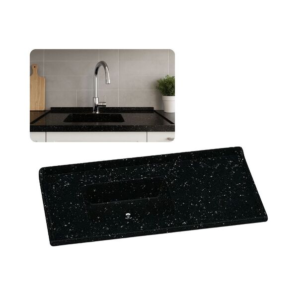 Pia De Cozinha Mármore Sintético Branco 55x100cm Cuba Fibra P