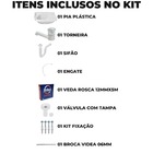 Pia Lavatório 4,8l + Torneira Branca + Sifão Branco + Engate