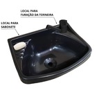 Pia Lavatório 4,8l Preta + Sifão 61cm Preto + Torneira Preta