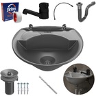 Pia Lavatório 4l Prata + Sifão Sanfonado + Torneira Preta + E