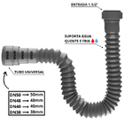 Pia Lavatório 4l Prata + Sifão Sanfonado Universal + Torneira