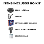 Pia Lavatório 4l Prata + Sifão Sanfonado Universal + Veda Ros