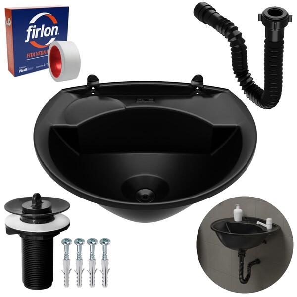 Pia Lavatório Banheiro 4l + Sifão Universal Sanfonado + Fita