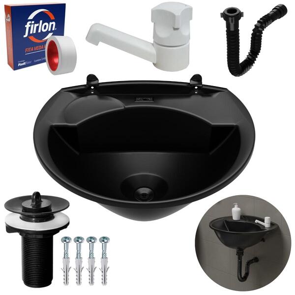 Pia Lavatório Banheiro 4l + Torneira Branca +  Sifão Universa