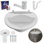 Pia Lavatório Banheiro 4l + Torneira Branca + Sifão Universal