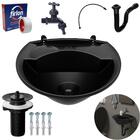 Pia Lavatório Banheiro 4l + Torneira Preta Reforçada + Sifão