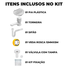 Pia Lavatório Banheiro 4l + Torneira Reforçada Branca +  Sifã