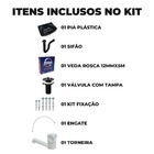 Pia Lavatório Plástico 4,8l Preta + Sifão Sanfonado Universal