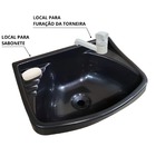 Pia Lavatório Plástico 4,8l Preta + Sifão Sanfonado Universal