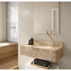 Pia Para Banheiro De Mármore Travertino Com Cuba Branca