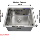 Pia Para Cozinha Gourmet 35x35 Quadrado