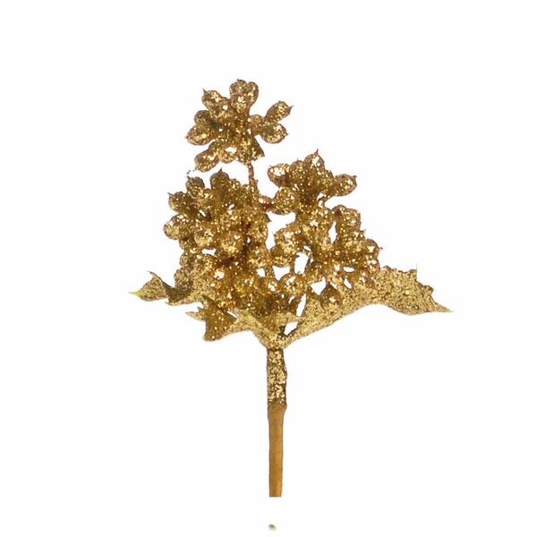 Pick Galho Natalino Dourado/glitter 1un 15x10x5cm 1593854