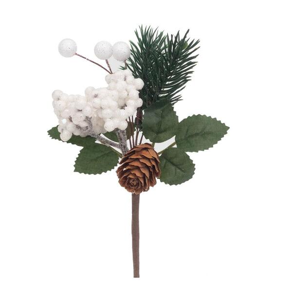 Pick Natalino C/folh/pinha/frutas Bco 1un 16x10x5cm 1025963