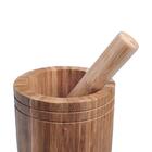 Pilão Com Socador Bambus Cup 16 Cm X 12 Cm - Home Style