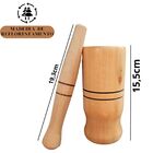 Pilão De Madeira Socador Amassador  De Alho E Temperos 15,5cm