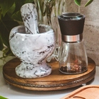 Pilão De Mármore Com Socador 11 Cm X 11 Cm - Cinza