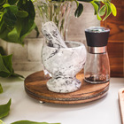 Pilão De Mármore Com Socador 11 Cm X 11 Cm - Cinza