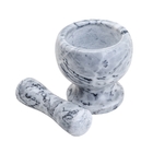 Pilão De Mármore Com Socador 11 Cm X 11 Cm - Cinza