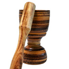 Pilão Socador Em Madeira Culinária Alho Pasta Grão 13x8cm P