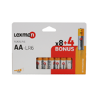 Pilha AA Alcalina Lexman 12 unidades
