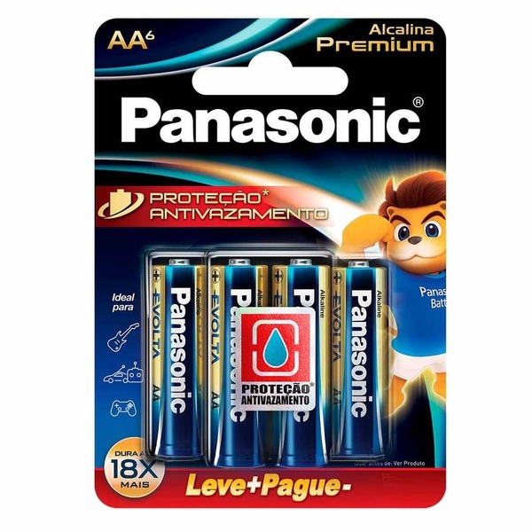 Pilha Alcalina Premium Panasonic Aa Pequena Cartela C/6 Lr6eg