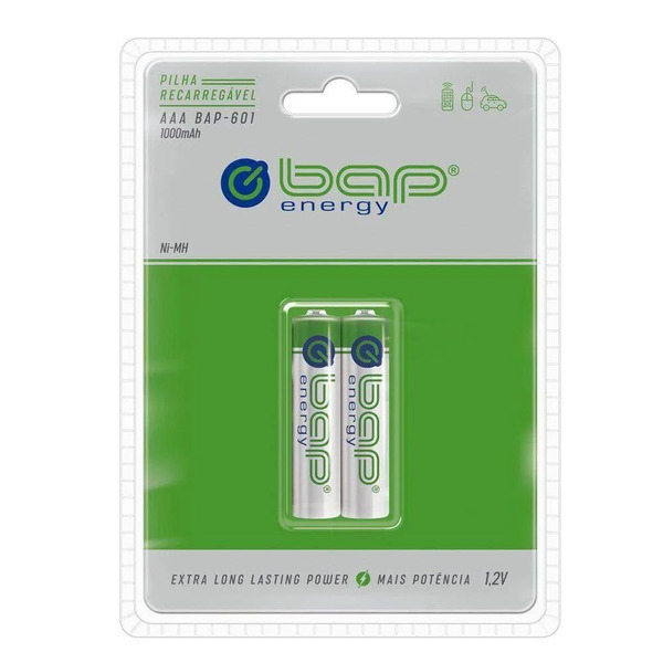 Pilha Recarregavel Aaa 1.2v 1000mah C/2 Bap-601