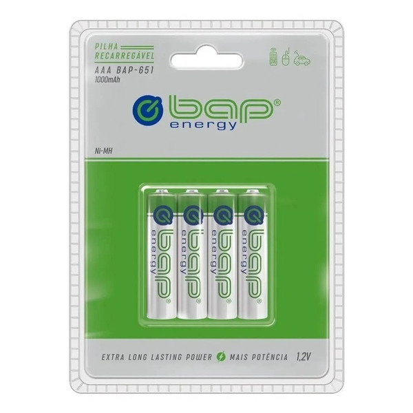 Pilha Recarregavel Aaa 1.2v 1000mah C/4 Bap651