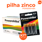 Pilha Zinco Carvão Aa 24 Unidades Powershiba